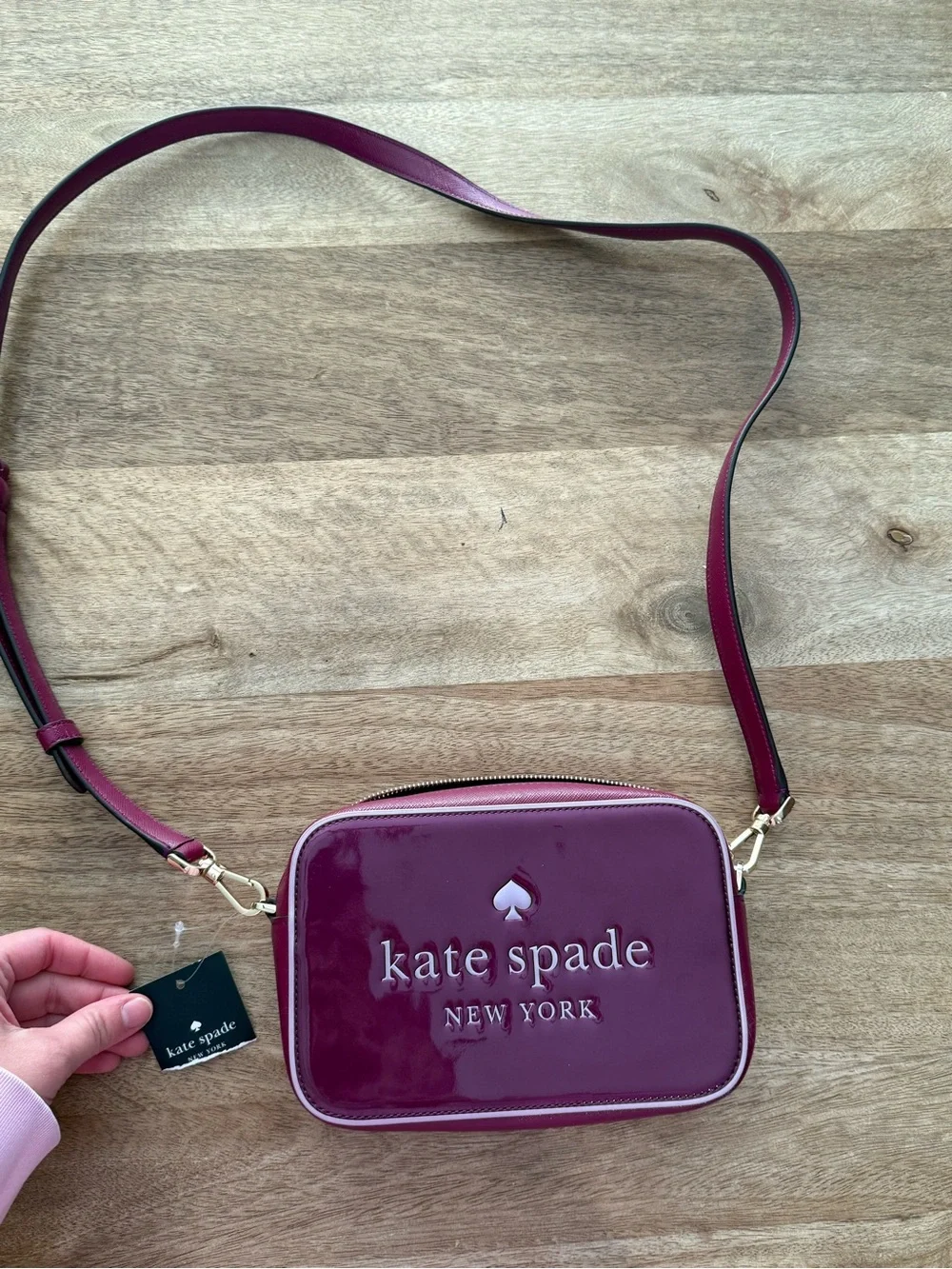 New Kate Spade Oh Snap Mini Camera Bag Dark Raspberry Multi